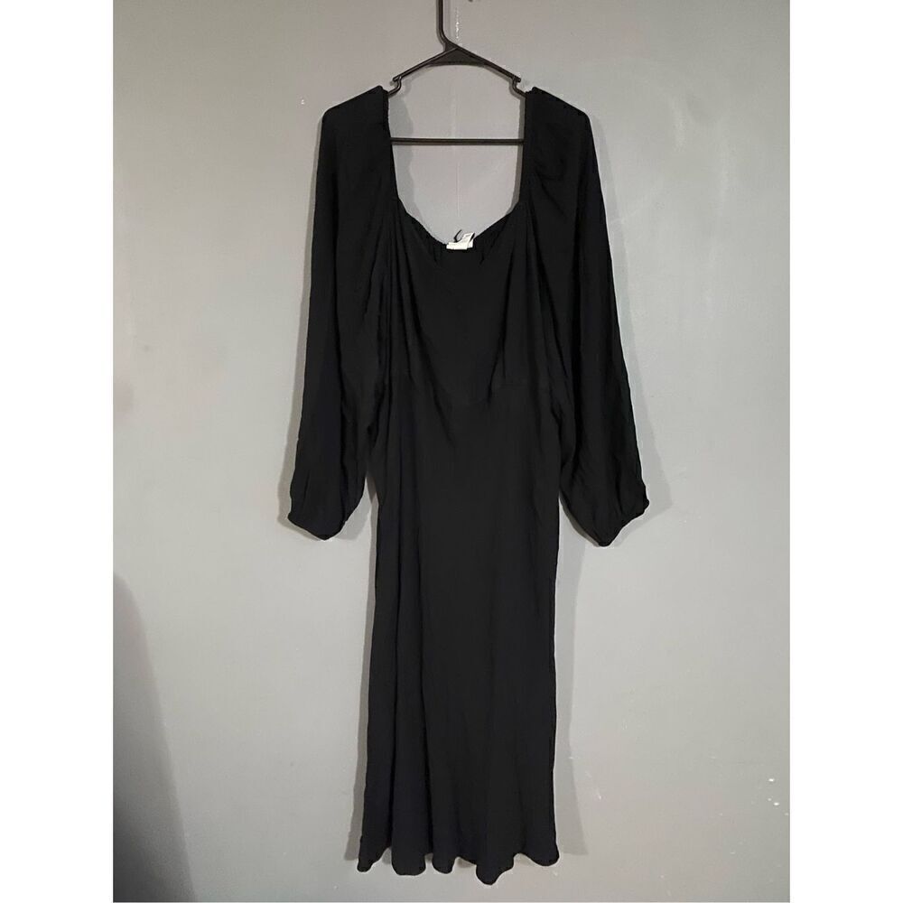 Ava & Viv Black Scoop Neck Off Shoulder 3/4 Sleeve MIDI Dress Size XXL NWT